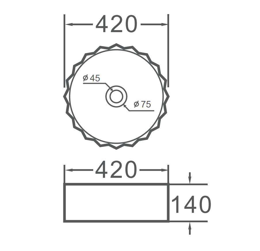 Vito Oslo Fluted Round Ceramic Above-Counter Basin 420 x 420 x 140mm