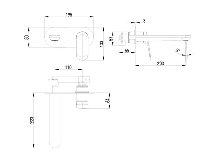 ACL Sulu II Wall Basin Mixer Trim Kit HYB168-601TK
