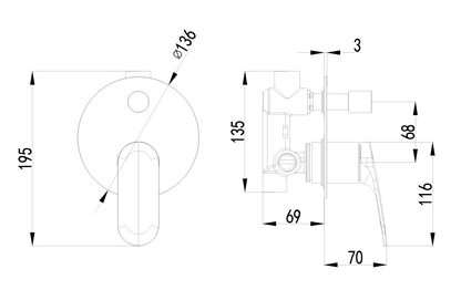 Sulu II Wall Diverter Mixer 1Plate By Ikon