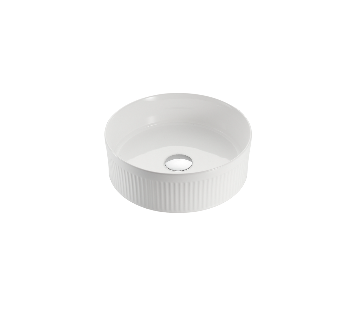 Vito Athena Fluted Round Premium Ceramic Above-Counter Basin 410 x 410 x 120mm