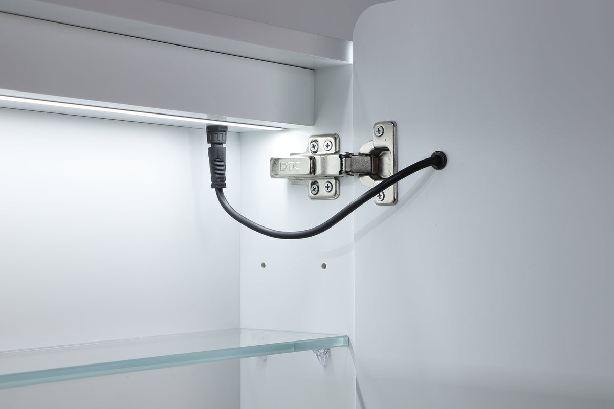 Avola Matte White PVC LED Shaving Cabinet 600 x 750 x 155mm