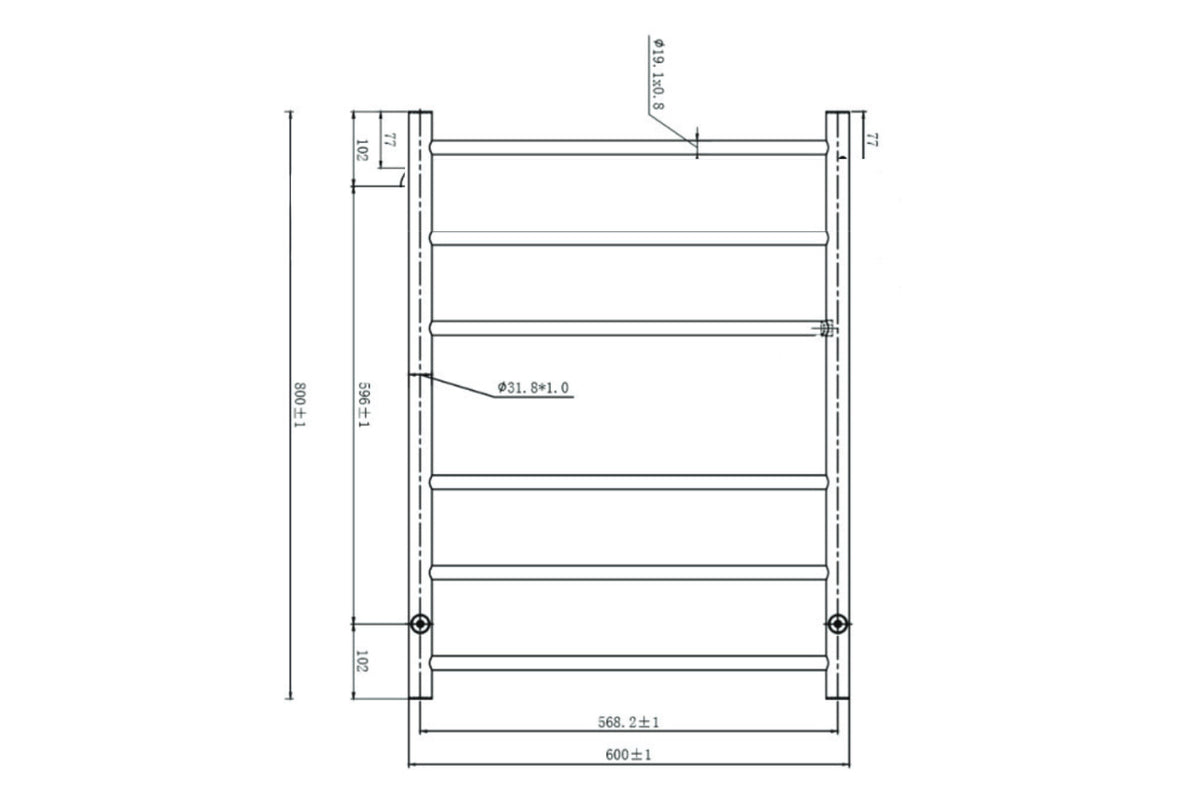 Linsol Avid 6 Bar Heated Towel Rail