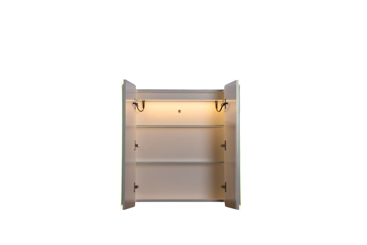 Avola Matte White PVC LED Shaving Cabinet 600 x 750 x 155mm