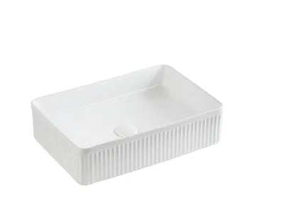 Crete Rectangle Fluted Basin