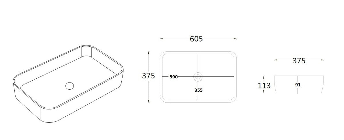 Kliff Fine Ceramic Above Counter Basin