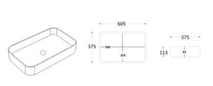 Kliff Fine Ceramic Above Counter Basin