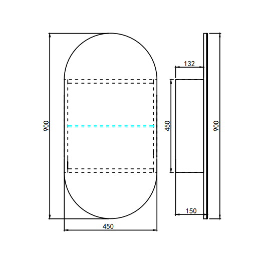 Allison Pill 3 Lights PVC Shaving Cabinet 450 x 900 x 155mm