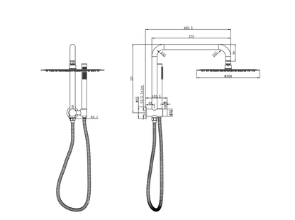 Linsol Sofia Short Shower Combination With Slim Handpiece and 300mm Round Head