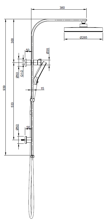 Theo Multi-Function Shower Set 265mm
