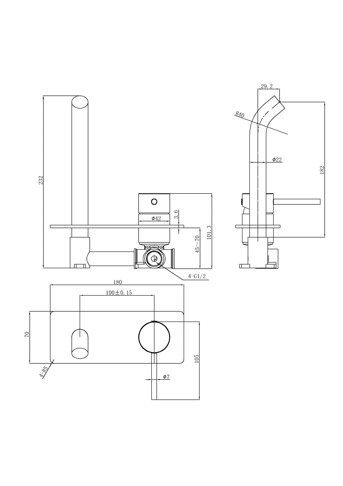 Mia Slimline Wall Basin Mixer Trim Kit
