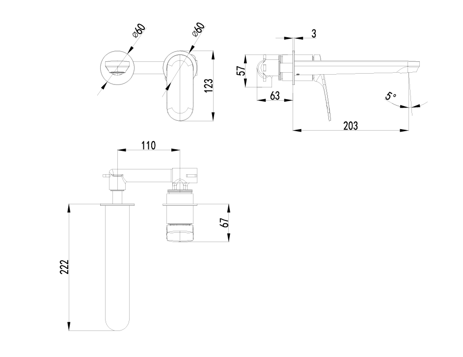 ACLCO Sulu II Wall Basin Mixer Trim Kits